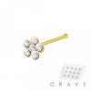 GOLD PLATED MULTI CZ FLOWER PIN 316L SURGICAL STEEL NOSE RING BOX